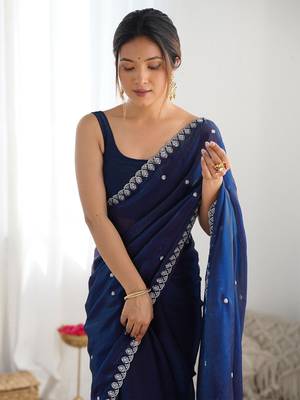 embellished sequinned tissue designer saree with blouse   1