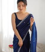 embellished sequinned tissue designer saree with blouse  