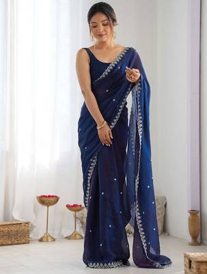embellished sequinned tissue designer saree with blouse   2
