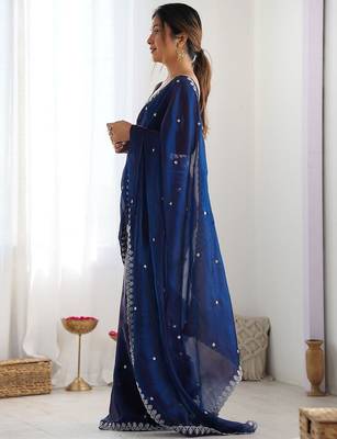 embellished sequinned tissue designer saree with blouse   4