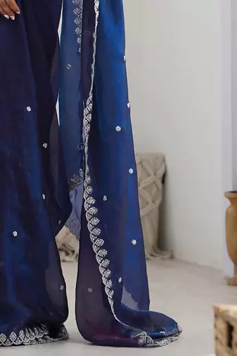 embellished sequinned tissue designer saree with blouse  