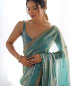 embellished sequinned tissue saree with blouse 