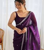 embellished sequinned tissue saree with blouse 