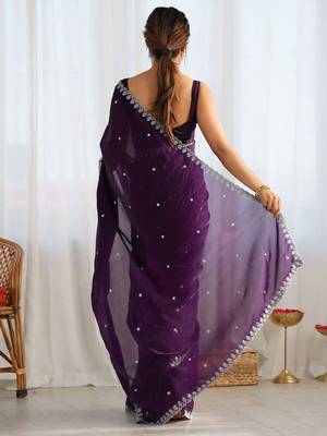 embellished sequinned tissue saree with blouse  3
