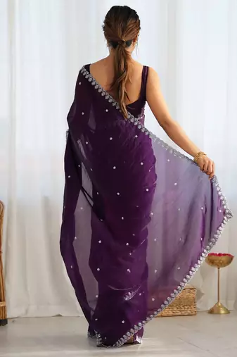 embellished sequinned tissue saree with blouse 
