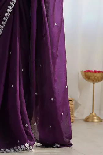 embellished sequinned tissue saree with blouse 