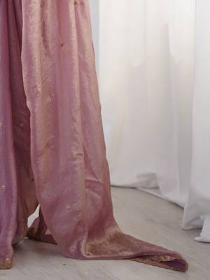 embellished sequinned tissue saree with blouse  6