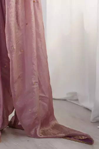 embellished sequinned tissue saree with blouse 