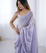 women embellished sequinned tissue saree with blouse 