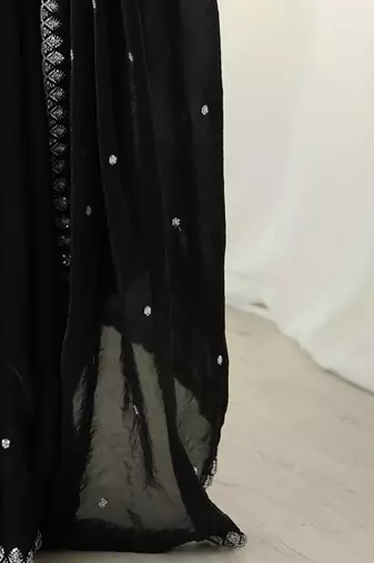 black embellished tissue sarees with blouse 