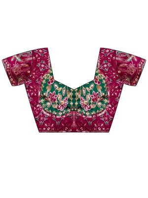 floral mirror work pure georgette designer saree with blouse  5
