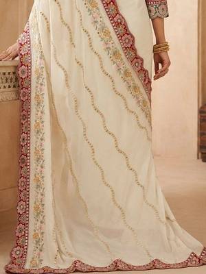 floral embroidered pure georgette designer saree with blouse  6