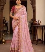 floral embroidered pure georgette designer saree with blouse 