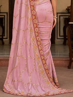 floral embroidered pure georgette designer saree with blouse  6