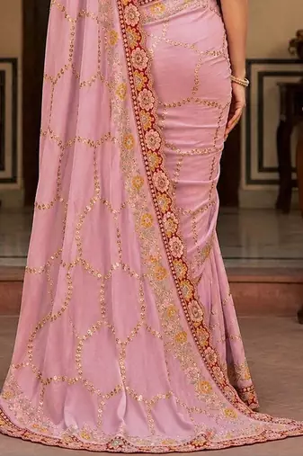 floral embroidered pure georgette designer saree with blouse 