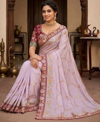 floral embroidered pure georgette designer saree with blouse  2