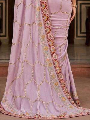 floral embroidered pure georgette designer saree with blouse  4