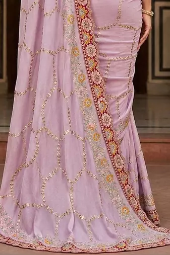 floral embroidered pure georgette designer saree with blouse 