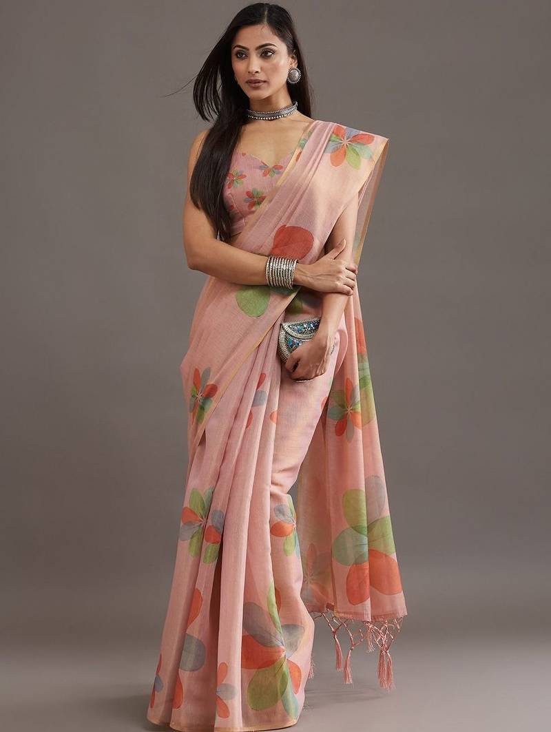 floral organza saree with blouse 