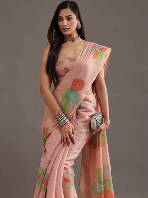 floral organza saree with blouse  2