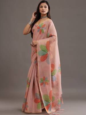 floral organza saree with blouse  3