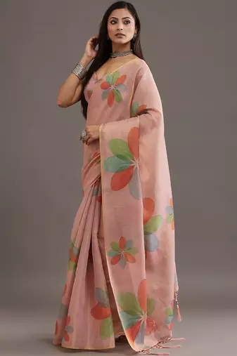 floral organza saree with blouse 