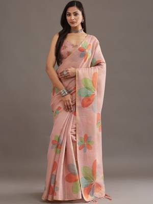 floral organza saree with blouse  4
