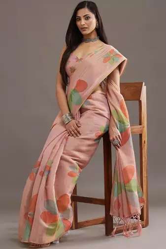 floral organza saree with blouse 