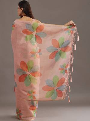 floral organza saree with blouse  6