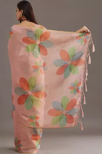 floral organza saree with blouse 