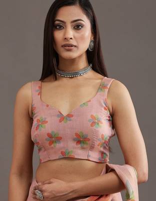 floral organza saree with blouse  7