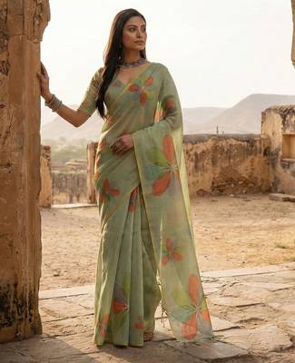 floral organza saree with blouse  2