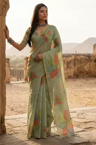 floral organza saree with blouse 