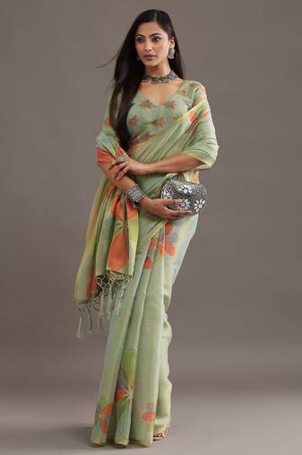 floral organza saree with blouse 