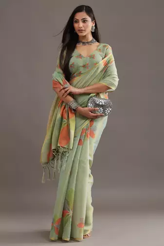 floral organza saree with blouse 