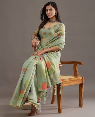 floral organza saree with blouse  3