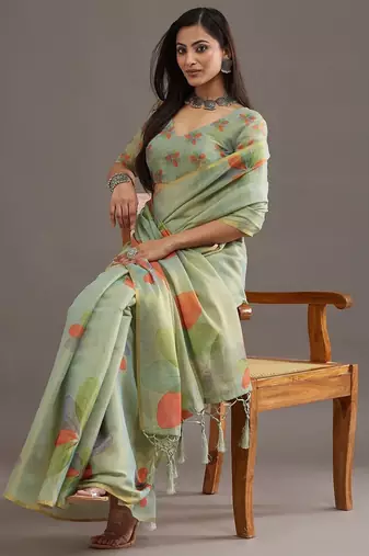 floral organza saree with blouse 