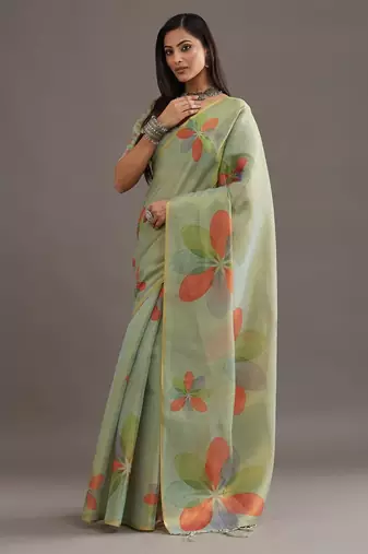 floral organza saree with blouse 
