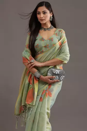 floral organza saree with blouse 
