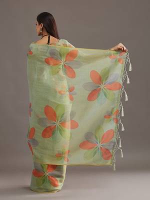 floral organza saree with blouse  6