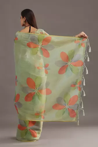 floral organza saree with blouse 