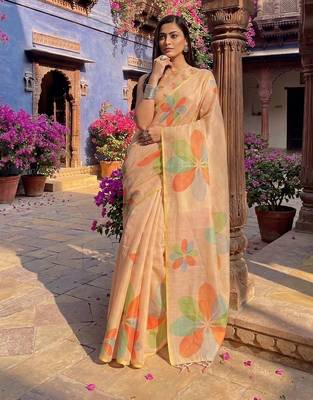 floral organza designer saree with blouse  2