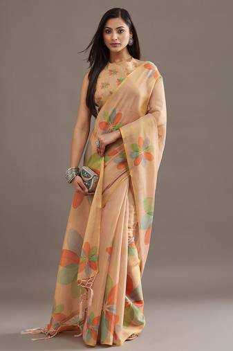 floral organza designer saree with blouse 