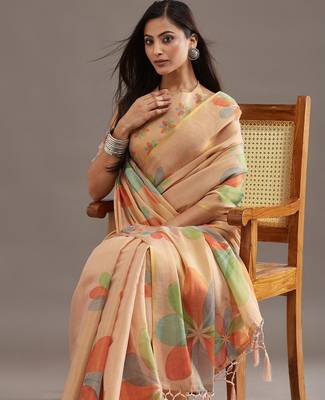 floral organza designer saree with blouse  3