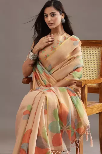 floral organza designer saree with blouse 