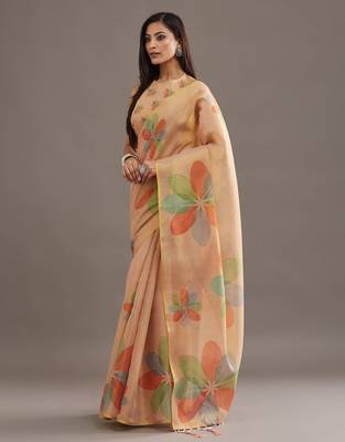 floral organza designer saree with blouse  4