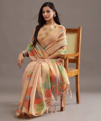 floral organza designer saree with blouse  5