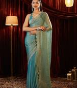 embellished beads and stones designer saree with blouse 