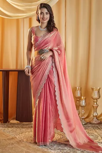 beads and stones saree with blouse 