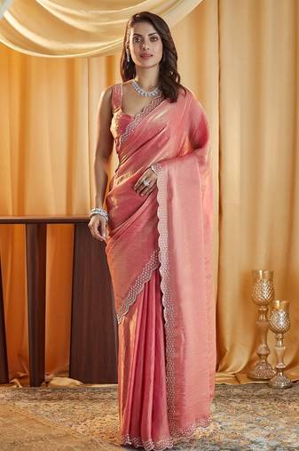 beads and stones saree with blouse 